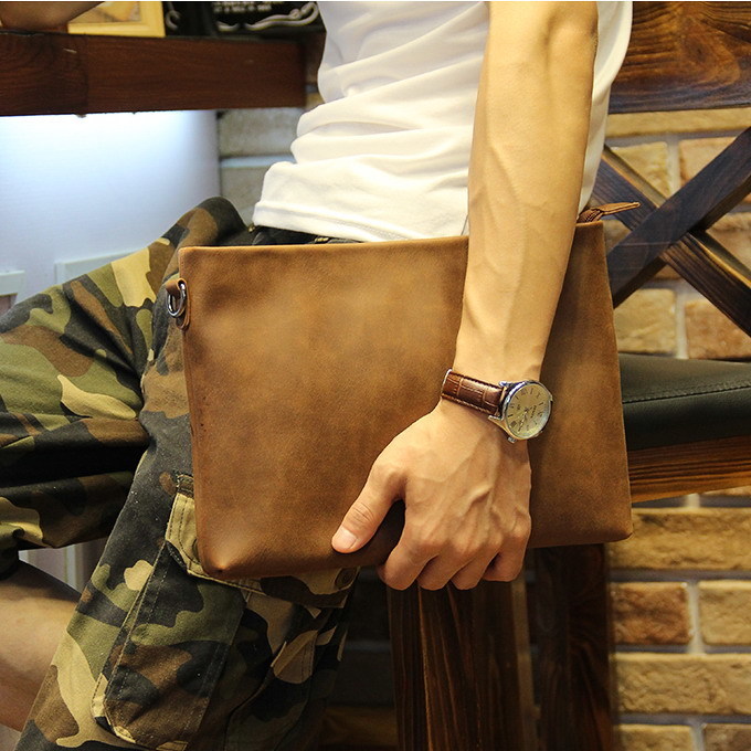 

Evening Bags Badenroo Male bag Envelope Clutch Crazy Horse Leather Business Men Clutch Bags Casual Large Capacity Hand Bags for Male 221010, Auburn