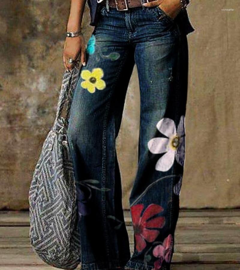 

Women's Pants Vintage Wild Printed Imitation Denim Elastic Elegant Capri Sportswear Pant Jeans Women Trousers Thin Straight Fit Wide Leg, Abprev1kxd20221911a