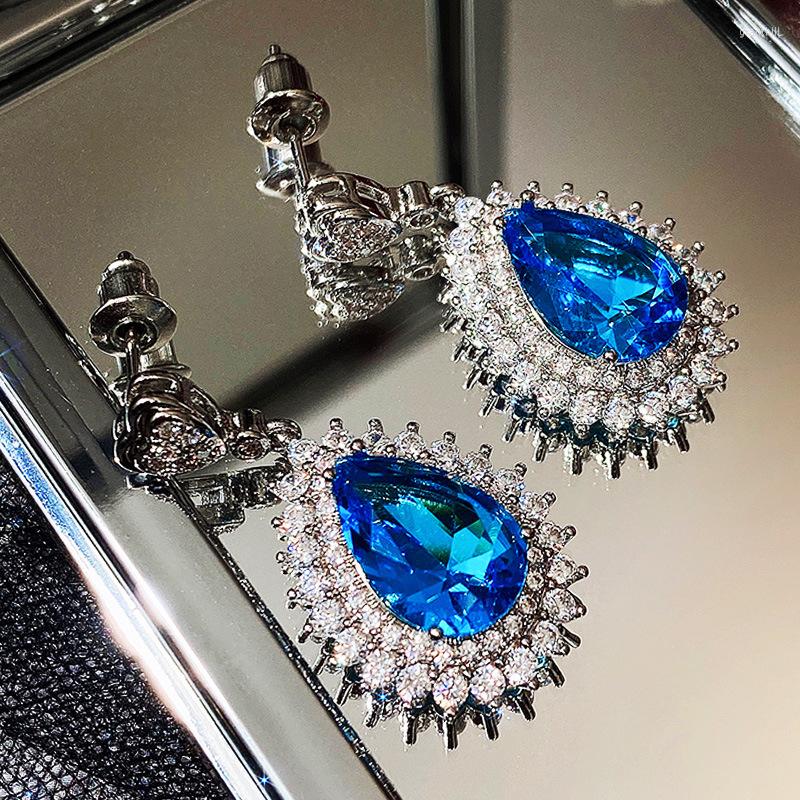 

Dangle Earrings Exquisite Blue Drop Elegant Temperament Crystal Fashionable