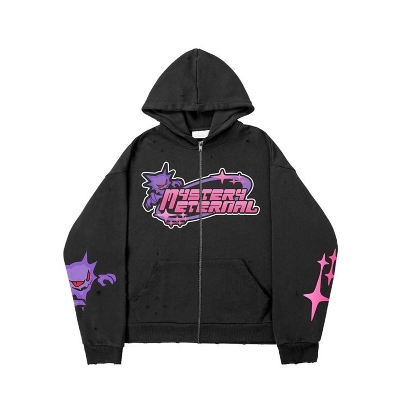 

Men's Hoodies Sweatshirts Harajuku Hip Hop Anime Demon Loose Zipper Hoodie y2k Dark Elements Autumn and Winter Casual Oversized Sweatshirt 221008