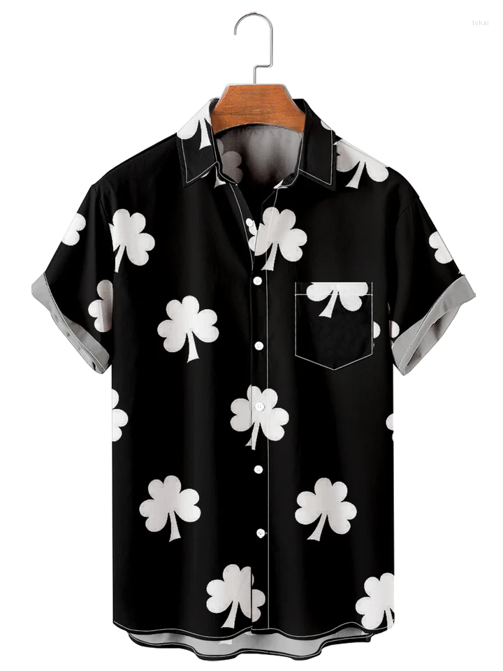 

Men's Casual Shirts Simple Clover Print Men's Large Shirt, A606