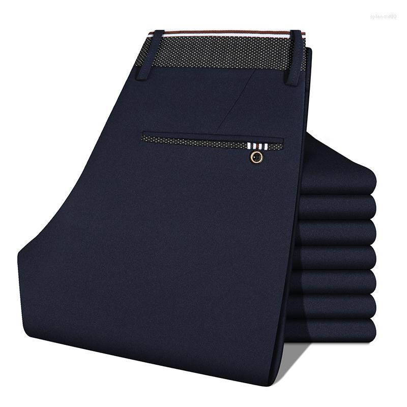 

Men's Pants 2022 Men's Smart Casual Straight Regular Mid-waist Male Spring Summer Micro-bomb Men Trousers, Black