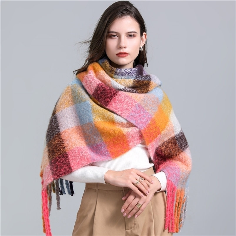 

Scarves Plaid Cashmere Scarf Women Winter Warm Shawl Fashion Bufanda British Tassel Neckerchief Female Echarpe Pashmina Wraps 221010
