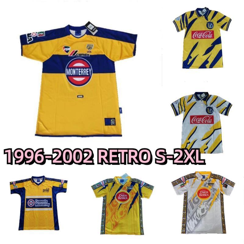 

1996 1997 1998 MEXICO TIGRES Retro soccer jerseys 1999 2001 2002TIGRES UANL 96 97 98 99 01 02 Man home yellow Vintage football shirts jersey classic tiger shirt S-2XL