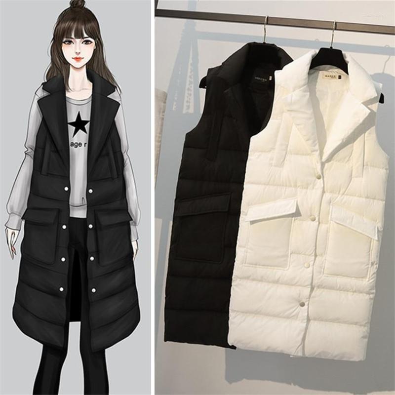 

Women's Vests 2022 Fashion Autumn Big Size -4XL Women Down Cotton Vest Girl Lady Midi-long Sleeveless Jacket Winter Coat Outwear 1553, Black