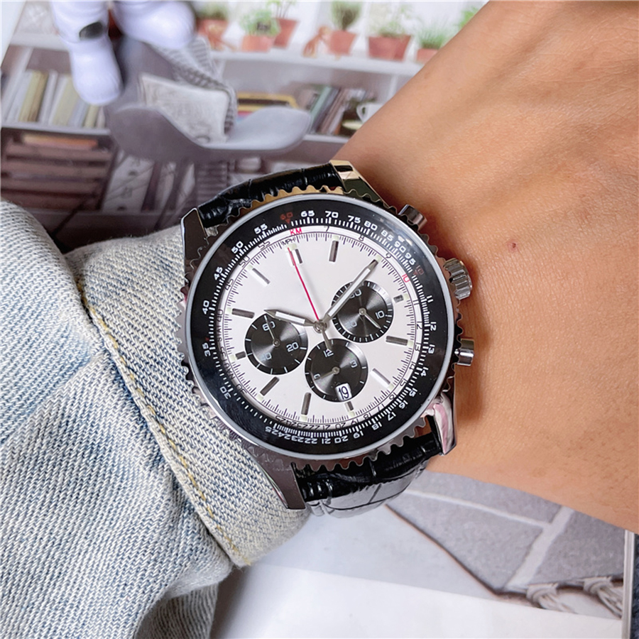 

Fashion Brand Wrist Watches Men Male Casual Sport Style Luxury All Dials Working Leather Strap Quartz Clock B06, All black