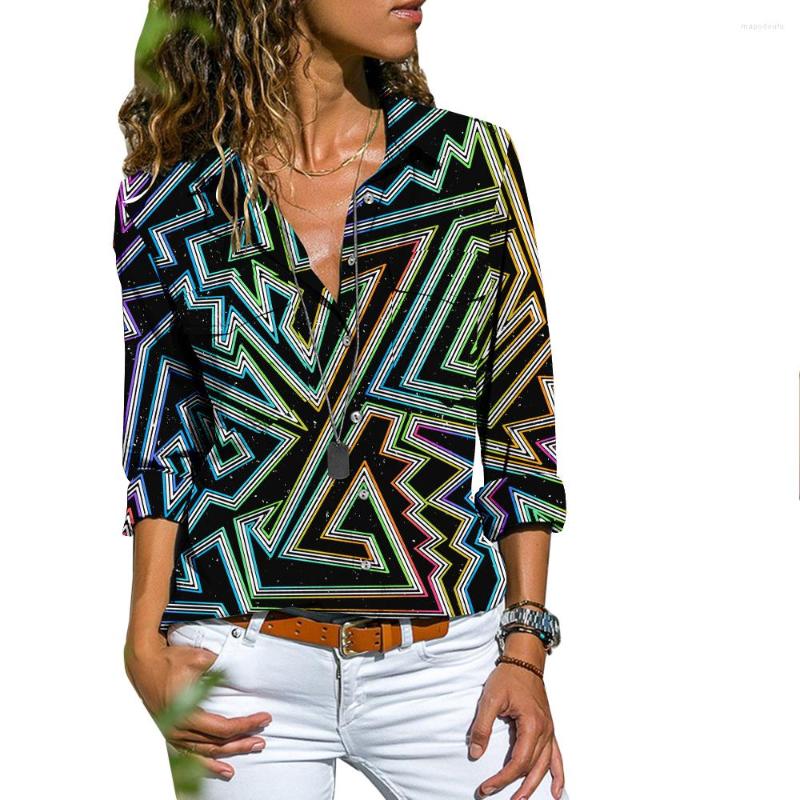 

Women' T Shirts Women' Button Fluorescent Color Printed 3/4 Sleeve Shirt Summer Casual Top, Gray