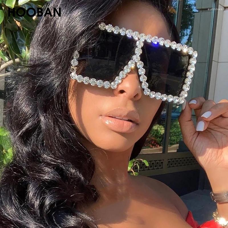 

Sunglasses HOOBAN Fashion Diamond Women Retro Oversized Brand Design Sung Glasses Female Vintage Big Squared Eyewear UV400