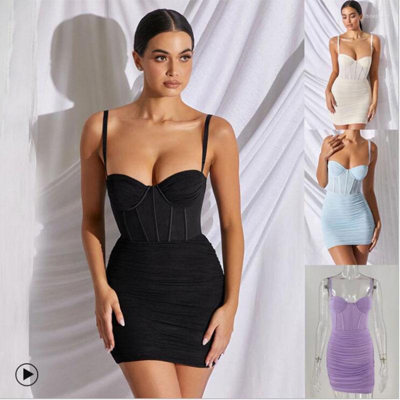 

Women' Shapers Sexy Club Dress Mini Skirt Shealth Padded Cup Slimming Dresses Spaghetti Straps Clothes Women Open Back Zipper Up, Black