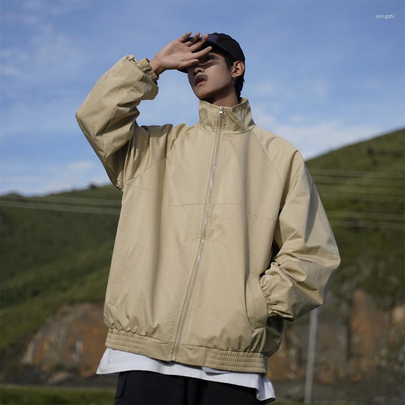 

Men's Jackets Simple Outdoor For Men Japanese Fashion Trends Streetwear Teenage Plus Size Stand Collar Windbreaker Autumn Casual Coats, Black