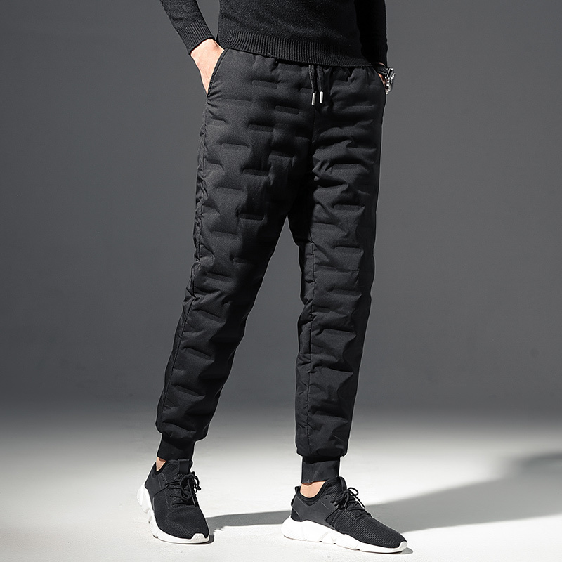 

Men's Pants Winter Outdoor Down Pants Men Solid Parsimony Versatile Windproof Warm Pants 90 White Duck Down Thicken Waterproof Trousers 221010, Black