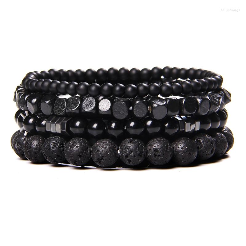 

Strand Fashion Natural Stone Beads Men Bracelet Multilayer Black Lava Onyx Charm Punk Bangles Women Jewelry Couples Gift