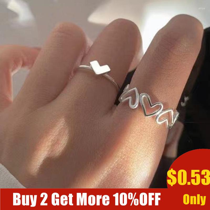 

Cluster Rings Creative Heart Open Set For Women Design Fashion Jewelry Paired Girlfriends Gift Simple Finger 2022 Trend