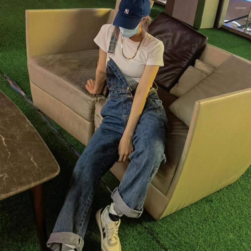 

Women' Jeans Baggy Straight Leg Jean Overalls For Teenage Girls Fashion Trends Streetwear Womens High Waisted Denim Pants Boyfriend, Dark-blue
