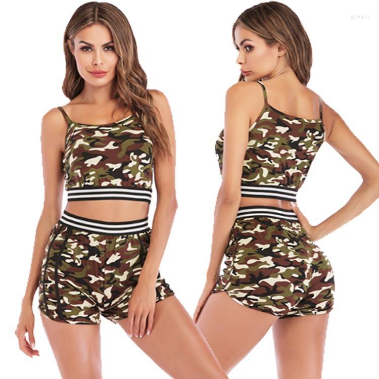 

Running Sets Breathable Camouflage Yoga Clothing Sleeveless Top Seamless High Waist Pant Gym Fitness Workout Outdoor Sportswear Suits, 01