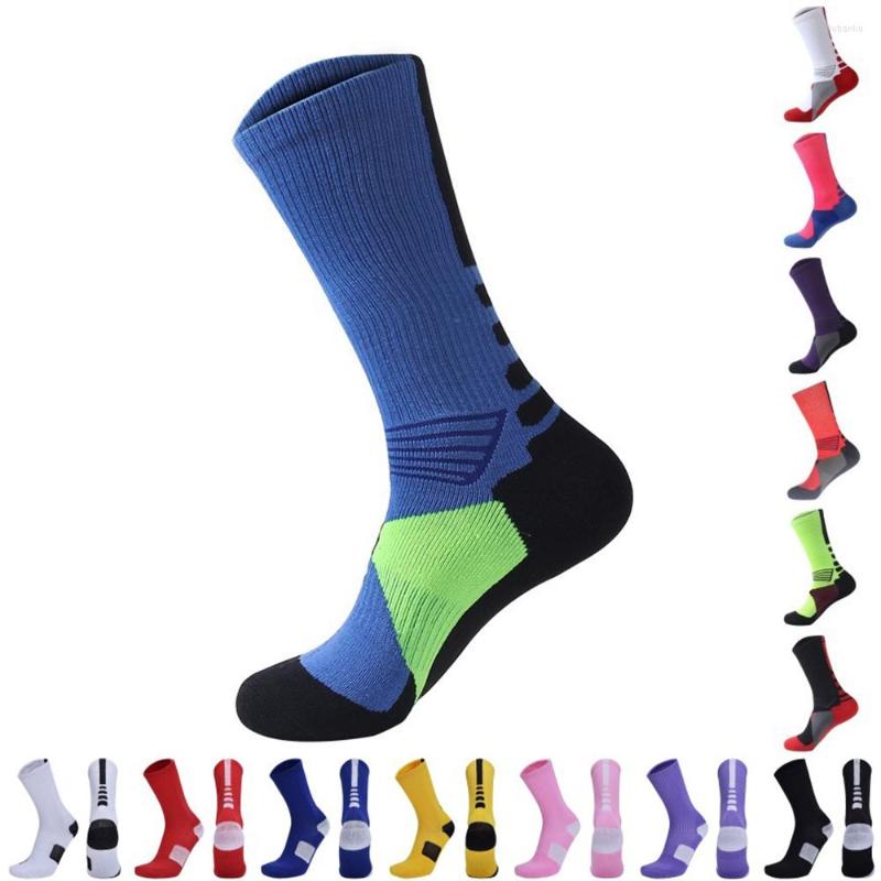 

Sports Socks Professional Men Women Elite Cycling Long Anti Slip Compression Outdoor Football Soccer Basketball Skateboard, A-black