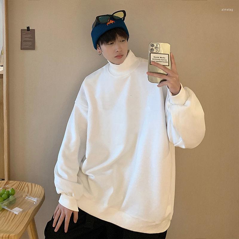 

Men's Hoodies Wildyak Turtleneck Solid Color Mens Sweatshirts Oversized Korean Style Male Pullovers Autumn Streetwear Unisex, Gray