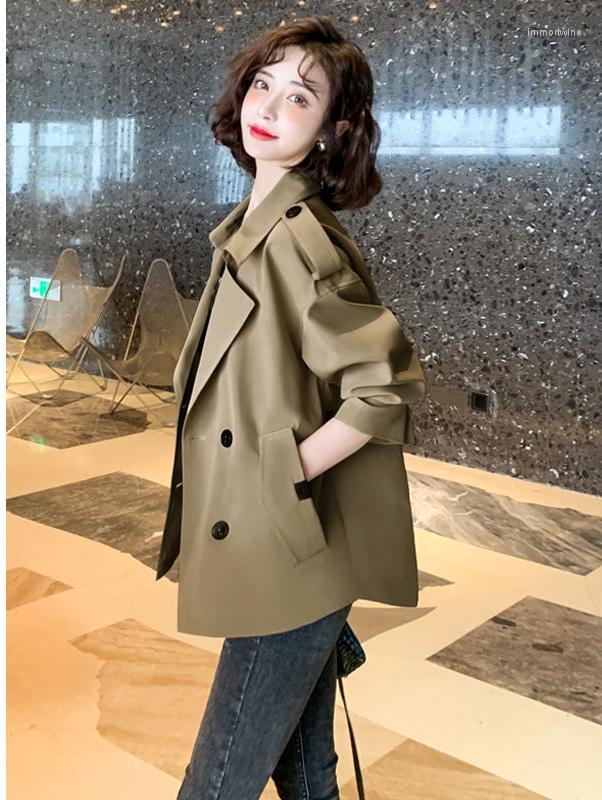 

Women's Trench Coats 2022 Spring And Autumn Short European American Casual Windbreaker Women's Overcoat Female Outerwear T10, Khaki