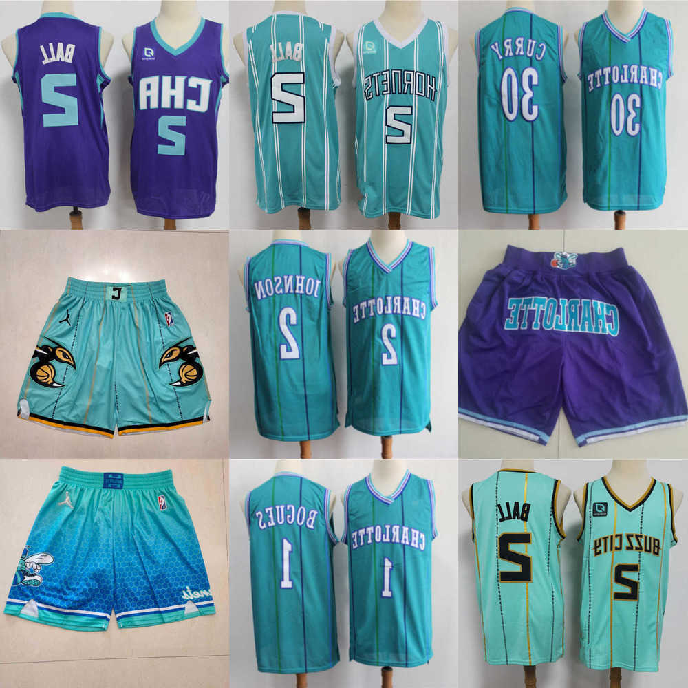 

Basketball Jersey Charlotte Hornet Men Jersey 33 Alonzo Mourning 2 Larry Johnson 1 Bogues 30 Dell Curry 2 LaMelo Ball Shorts, Color