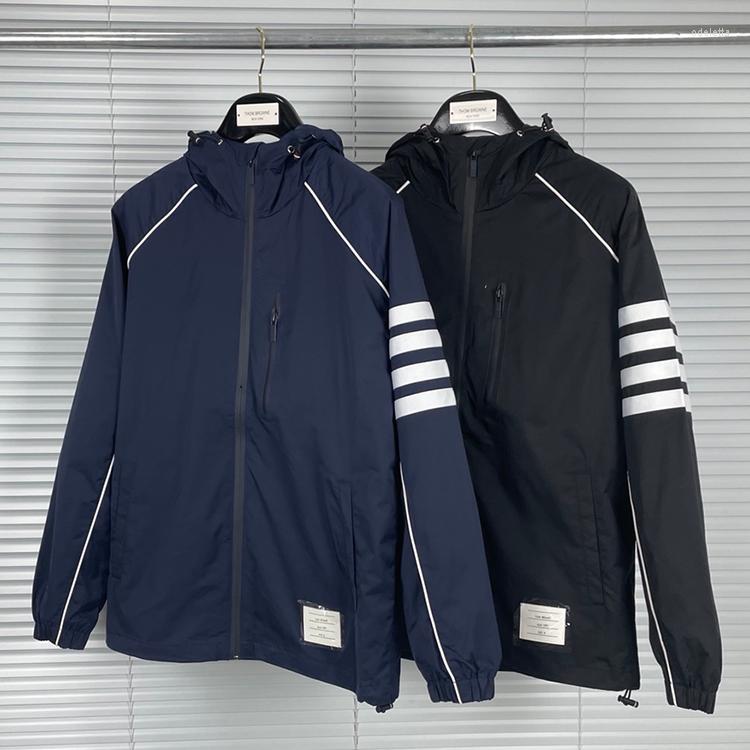 

Men's Jackets 2022 Fashion Jacket Men Casual Loose Cardigan Clothing Spring Autumn Striped Zipper Hooded Black Coat