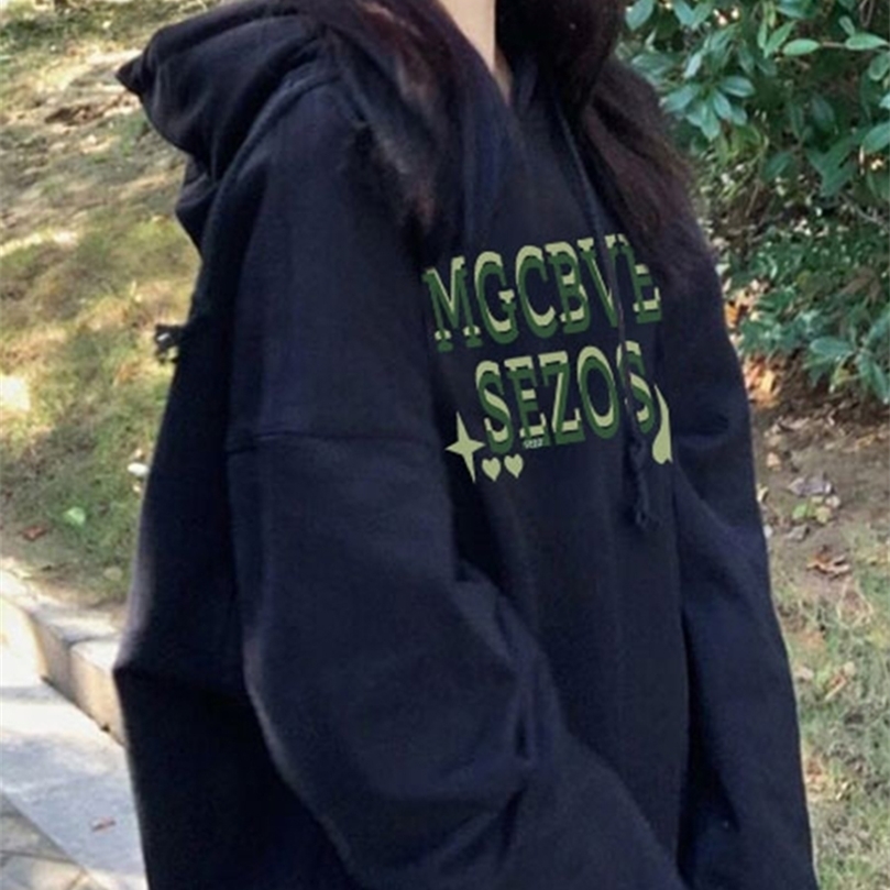 

Womens Hoodies Sweatshirts Jielur Black Hoodies Women Autumn Korean Letter Print Bowtie Pullover Loose Pocket Hooded Jacket Chic Hoodie Sweatshirts MXXL 221010, Black fleece