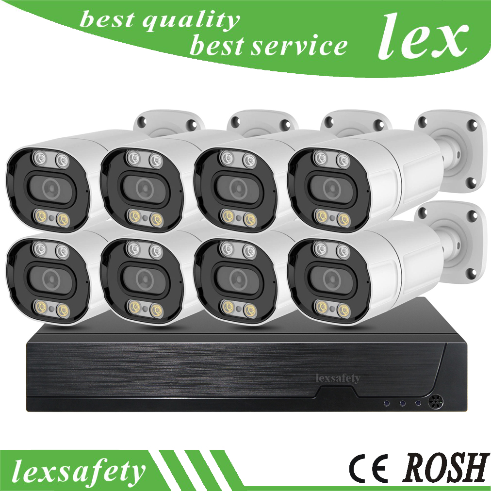 

8Ch 5MP 4K Cctv Cameras System POE Network Camera Kit Outdoor Audio Video Surveillance Camera Recorder Nvr Set
