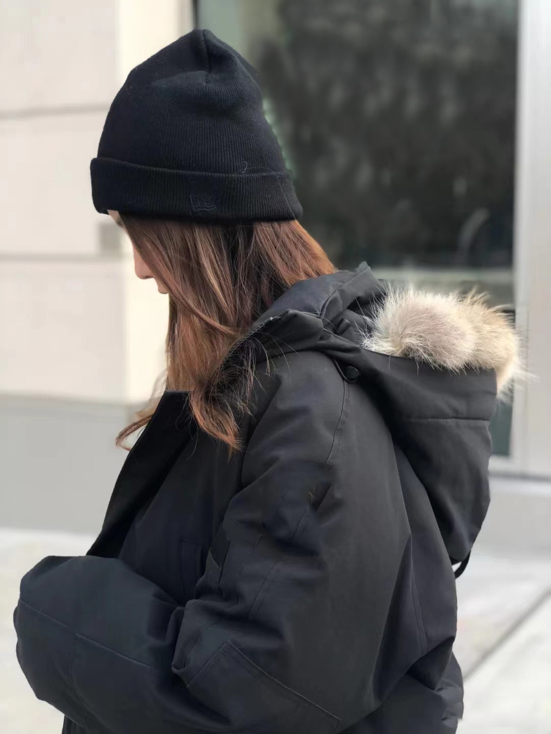 

Women's down jacket outdoor coat Doudoune Hooded Fur Parkas Classic warm windproof thick black parka women coats White duck down size XS