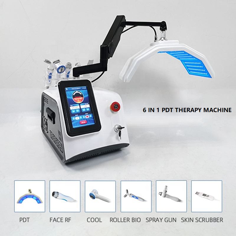 

LED Skin Rejuvenation Machine 6 In 1 RF Oxygen Jet Facial Care Deep Cleaning Instrument 7 Colors Led PDT Tightening Face Whitening Phototherapy Equipment Cold Hammer