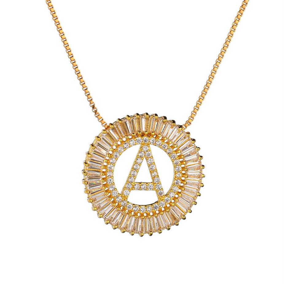 

High Quality Gold Long Necklace White Designer Cubic Zirconia Initials Letter Pendant Necklaces For Women Men Dubai Jewelry CZ Col192c
