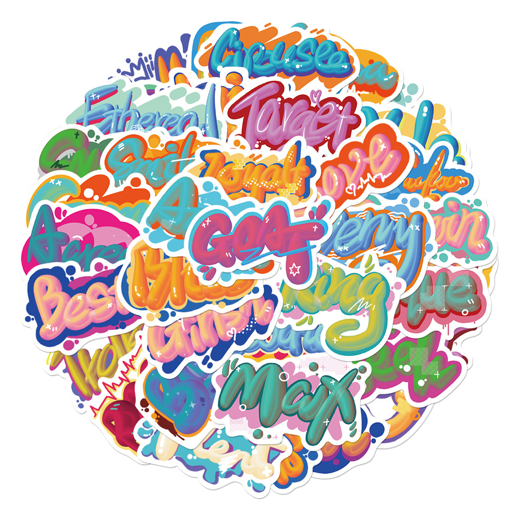 

40PCS Waterproof Skateboard Stickers 3D Words For Car Laptop Fridge Helmet Stickers Pad Bicycle Bike Motorcycle PS4 Notebook Guitar DIY Pvc Decals, Multi colors