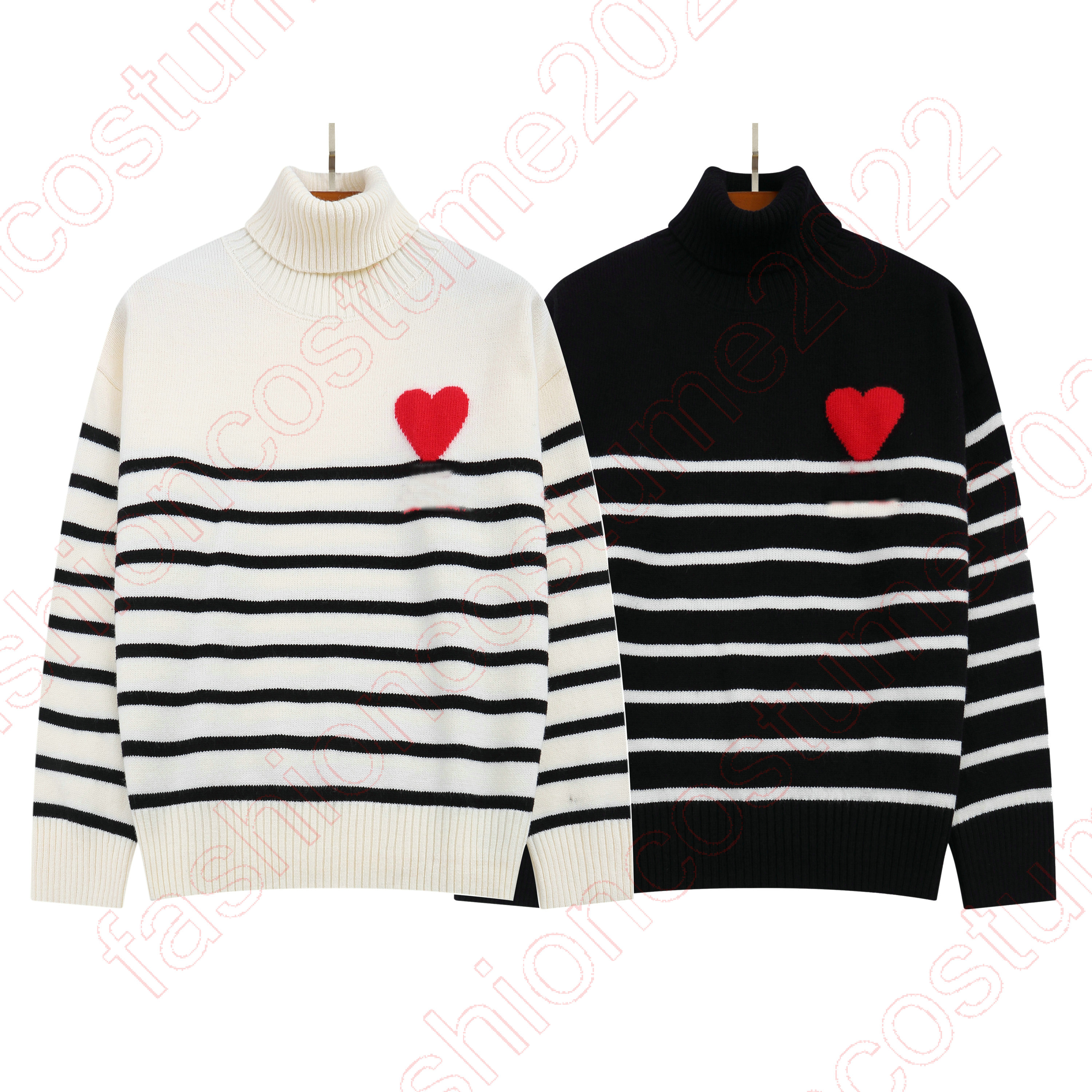 

Men's Sweaters Mi De Coeur Striped Oversize Sweater Winter Knitting Sweater Pullovers Women Long Sleeve Turtleneck Knitted Sweater Chic Clothes Female pull 66865