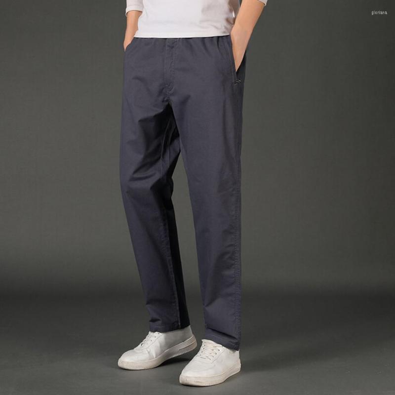

Men's Pants Cargo Men Solid Color Straight Leg Sweat-absorbing Korean Style Plus Size Elastic Waist Drawstring Trousers Streetwe, Black