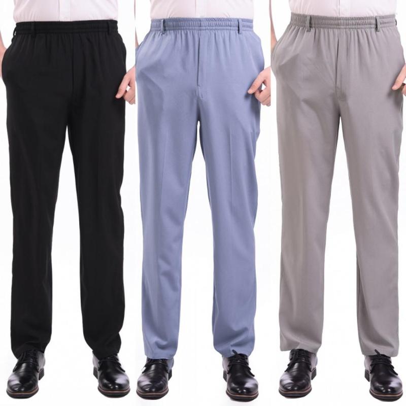 

Men's Pants 2022 Men's Spring And Summer Thin Casual Elastic Waist Loose Straight Trousers, Black