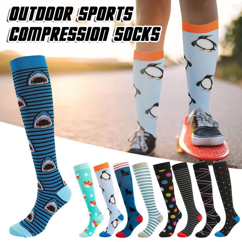 

Sports Socks Sport Compression Stockings Funny Pattern Leg Pressure Running Cycling Anti Fatigue Pain Relief Knee Prevent Varicose, Red