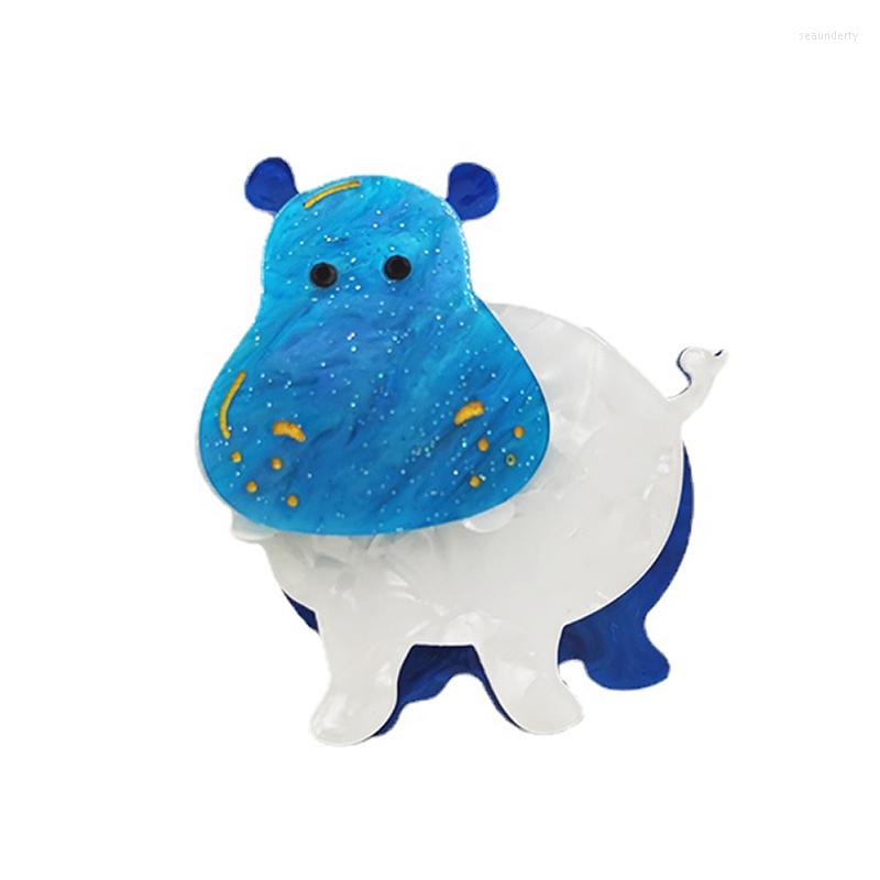 

Brooches Blucome Cute Blue Hippo Shape Brooch Acrylic Animal Pins For Women Men Children Suit Scarf Lapel Jewelry Year Gifts