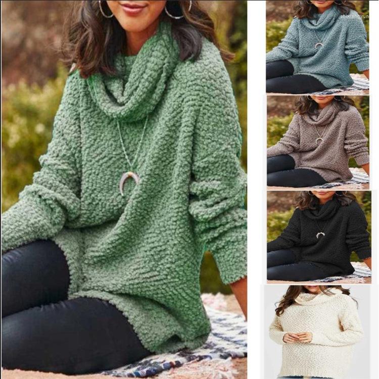 

Women' Sweaters Autumm Winter 2022 Fashion Women Plush Blouse Solid Color Jacket, Green