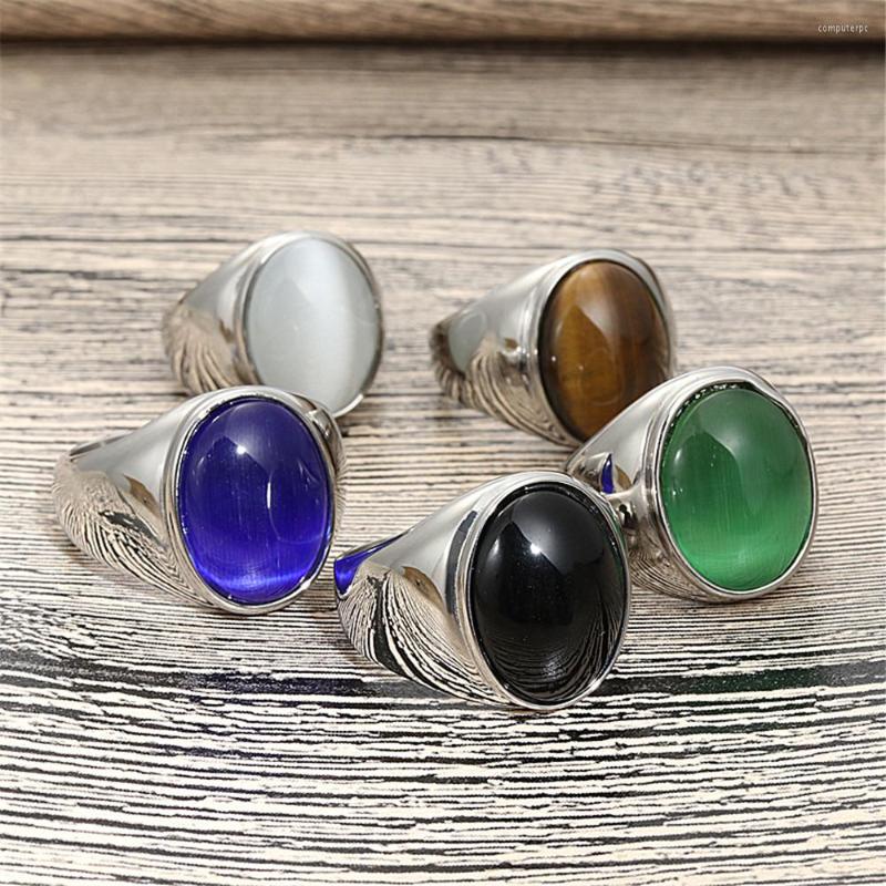 

Wedding Rings Fashion Jewelry Stainless Steel All Kinds Of Stones Ring Men Trendy Simple Punk Gift 21016