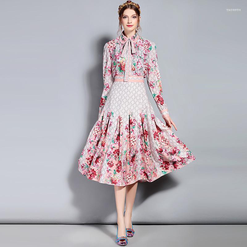 

Women' Two Piece Pants Women' -3XL High Quality 2022 Autumn Fashion Print Neckline Beaded Tie Bow Pleated Slim Suit Temperament, Photo color