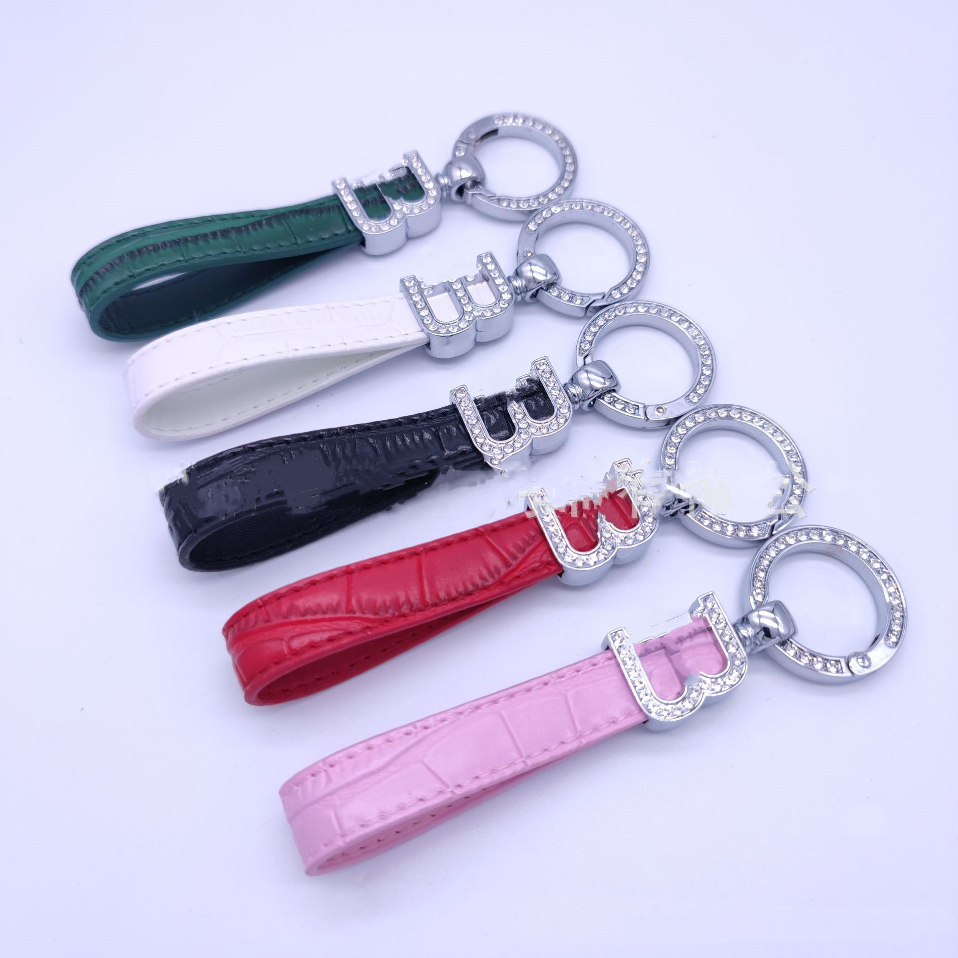 

Diamond Letters Chain Keychain Creative Fashion Couple Universal Diamond Ring All-Match Internet Celebrity Car Key Ring