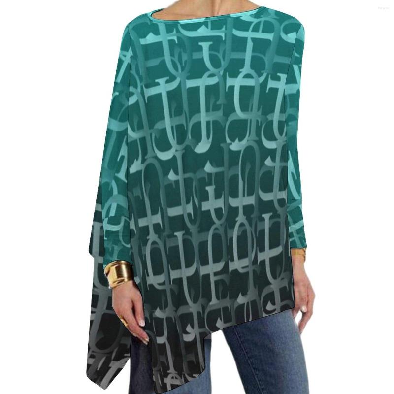 

Women' T Shirts Abstract Letter Print T-Shirt Fun Typography Cute Long Sleeve T-Shirts Women Casual Loose Tshirt Big Size Printed Tees, Style-1