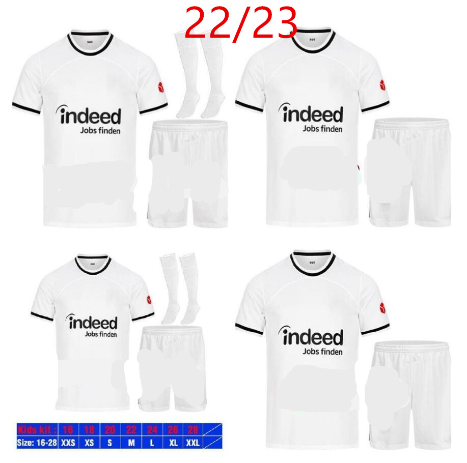 

22 23 Eintracht Frankfurt soccer jersey 2022 2023 BUDAPEST SOW Borre KOSTIC HAUGE Younes KAMADA HINTEREGGER football kids kit set shirts, White
