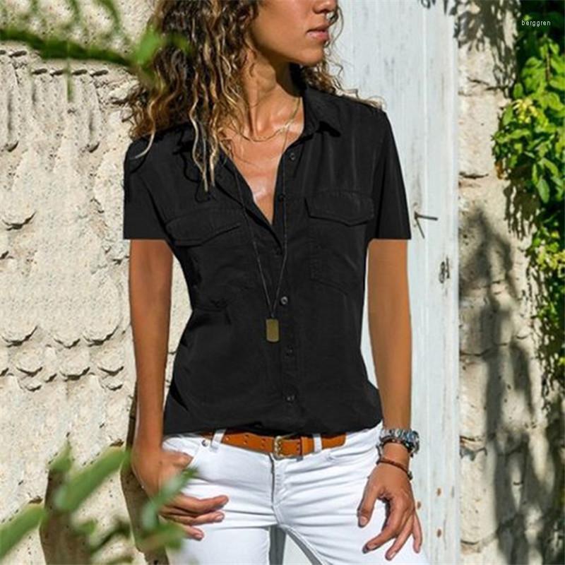 

Women' Blouses Summer Women Casual Shirts Short Sleeve Turn-down Collar Streetwear Pullovers Tops Loose Ladies Black Oversized, 6250 purple