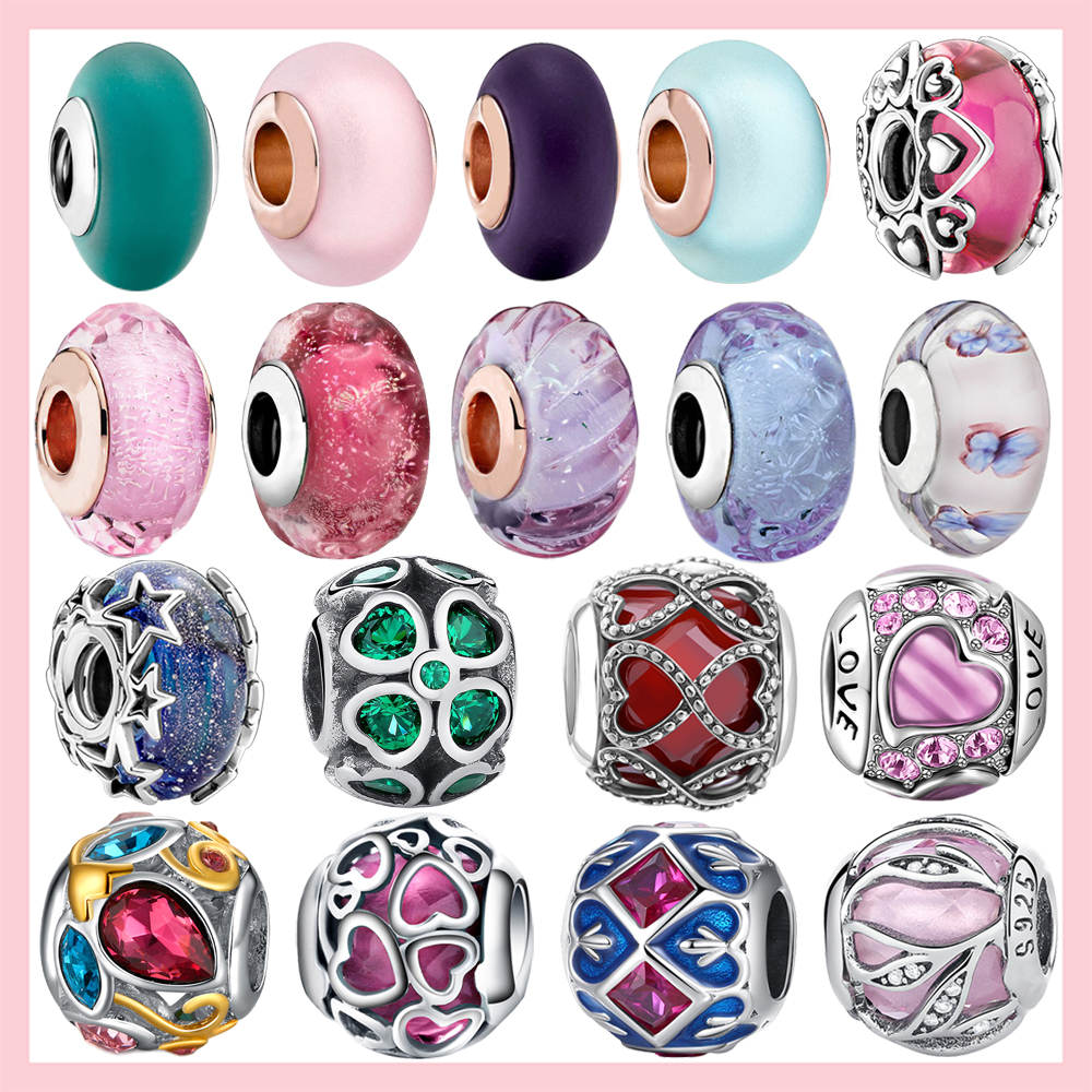 

925 Sterling Silver Dangle Charm Women Beads High Quality Jewelry Gift Wholesale Colorful Murano Stone Bead Fit Pandora Bracelet DIY