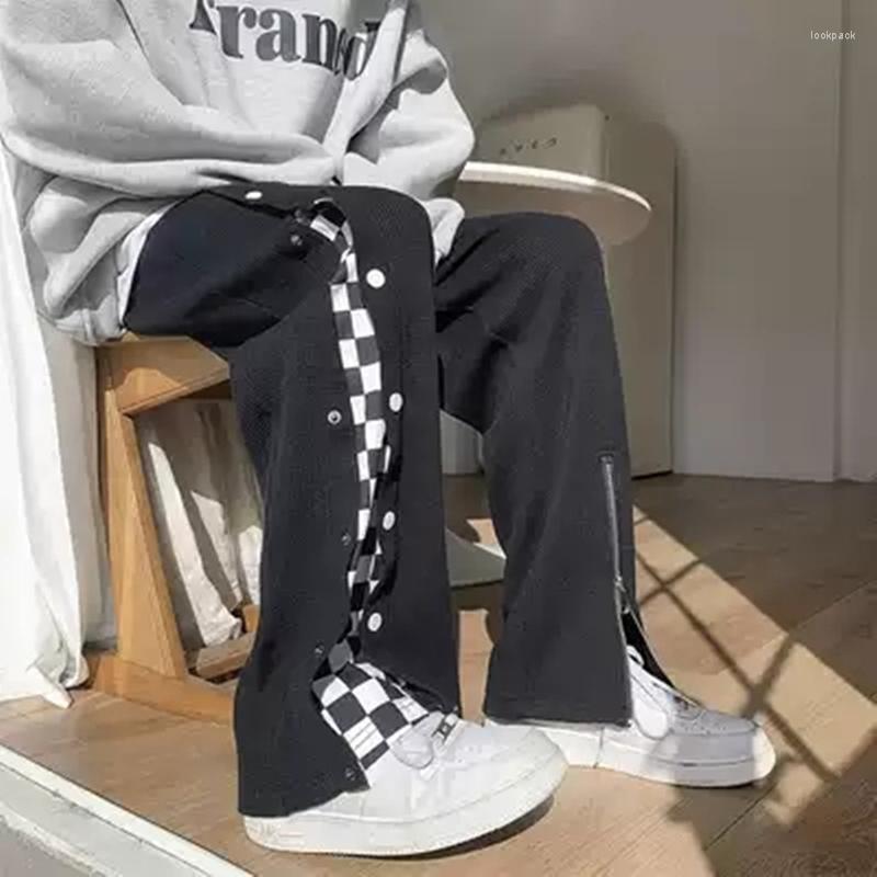 

Women's Pants Checkerboard Breasted Trousers Design Niche Zipper All-match Straight Side Plaid Women, Black
