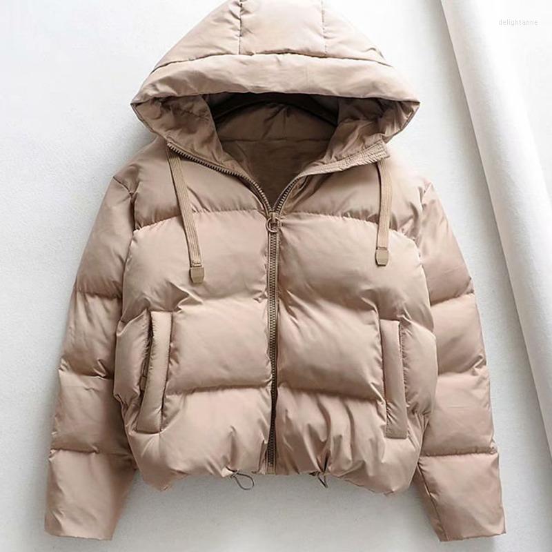 

Women's Down 2022 Women Winter Vintage Loose Hooded Pockets Cotton Coats Fashion Long Sleeve Thick Warm Female Parkas Outerwear Tops Casual, Black