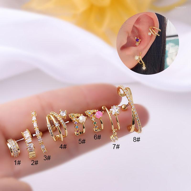 

Stud Earrings 1Piece Stainless Steel Single Row Crystal Zircon Ear Earring For Women Tragus Piercing Girl Jewelry