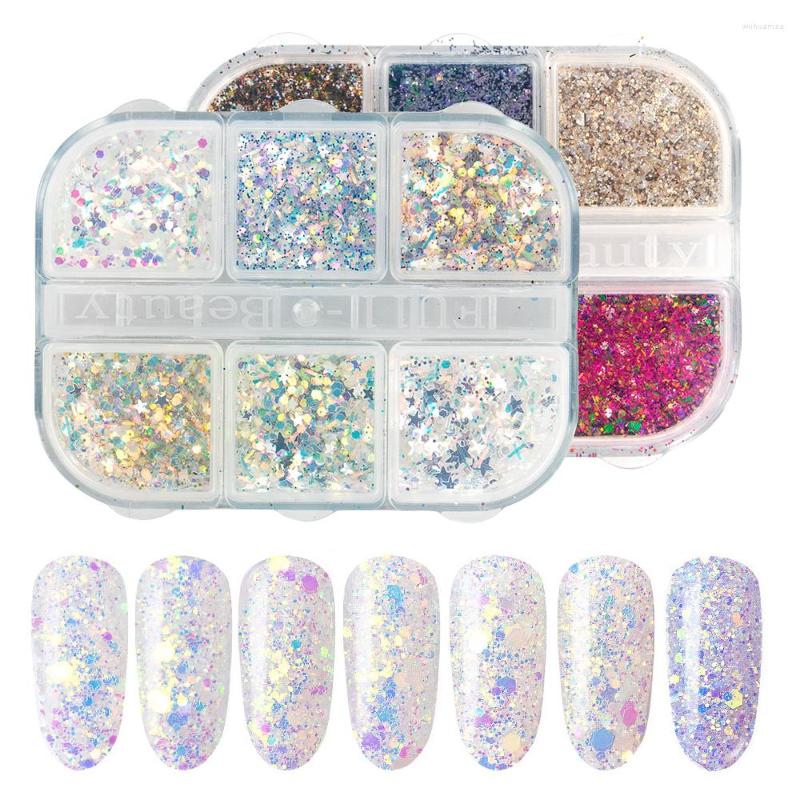 

Nail Glitter 2Box/Set Sparkly Foil Nails Sequins Irregular Gold Red Summer Design Set Flakes Gel DIY Manicure Accessories