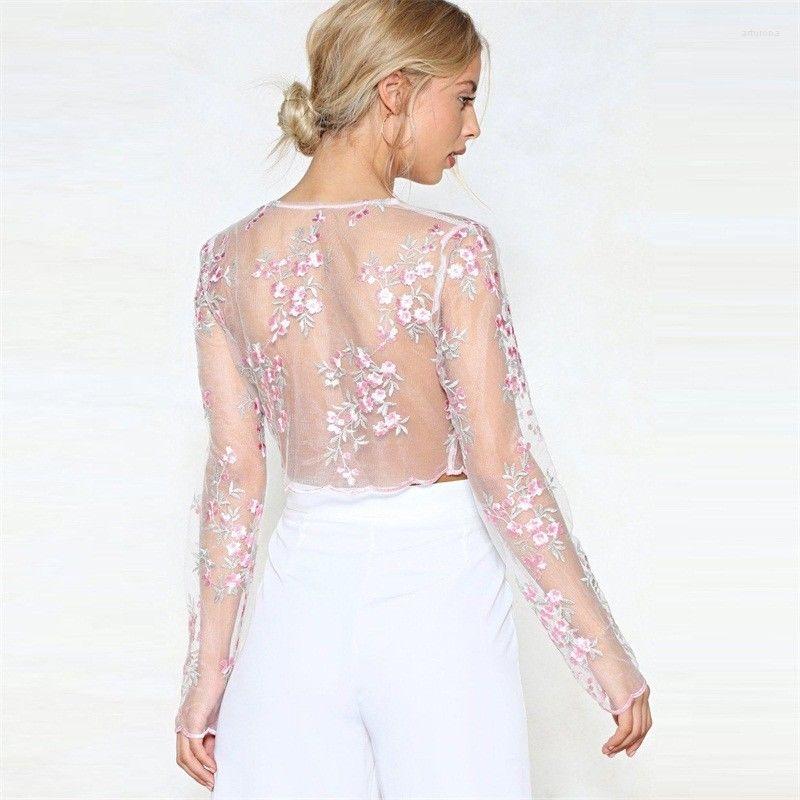 

Women's Tanks Retro Embroidered Transparent Crop Top Women Sexy Fairy Mesh Sheer Floral Tank Tops Lace Up Shirt, Picture shown