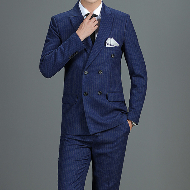 

Men's Suits Blazers Blazer Vest Pants British Men Suit Three Piece Slim Party High End Custom Business Men's Formal Dress Jacket Asian Size 5XL 221008, 2 pcs set blue