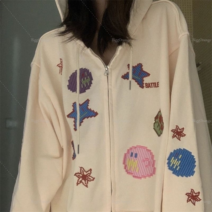 

Womens Hoodies Sweatshirts European and American high street clothing fun cartoon hoodie womens winter top Harajuku cardigan jacket niche sweatshirt 221010